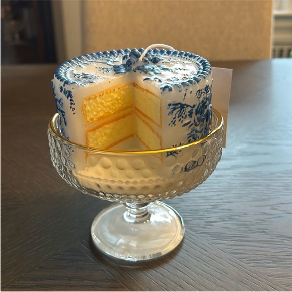 Decorative Cake Candle in Glass Holder NWT - Picture 1 of 5